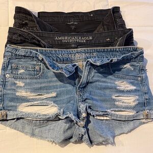 American Eagle Outfitters Distressed Denim Shorts & Jeans - Black & Light Blue